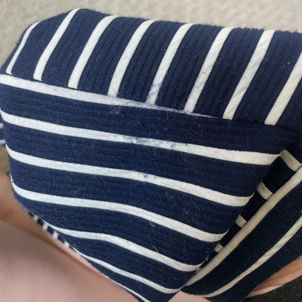 Anthropologie Hutch Chauncey Navy Blue White Asymmetric Striped Skirt Sz 10 - Picture 7 of 9